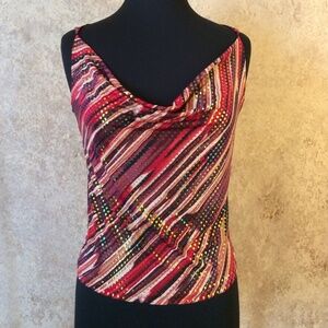 Sequin Cowl Neck Tank Top